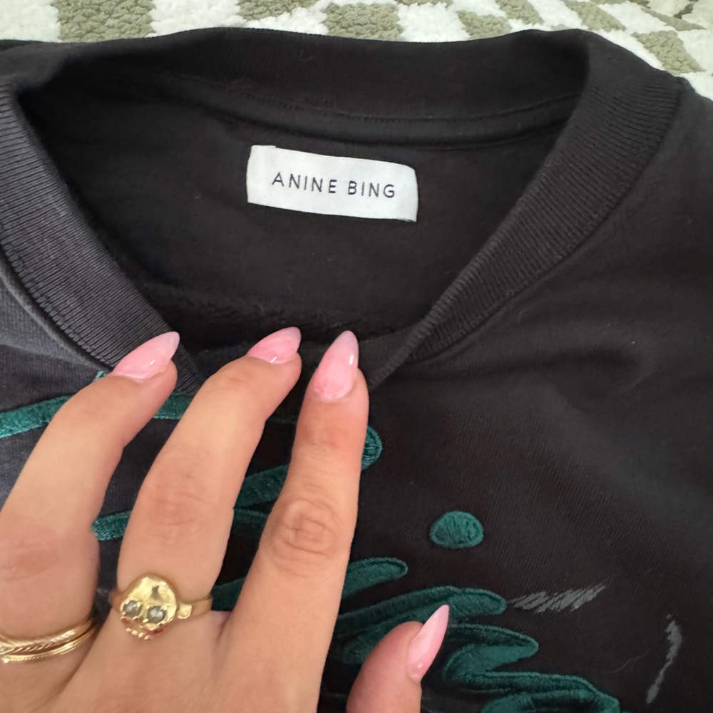 Anine Bing Black Kenny Panther Graphic Sweatshirt small - Picture 3 of 6